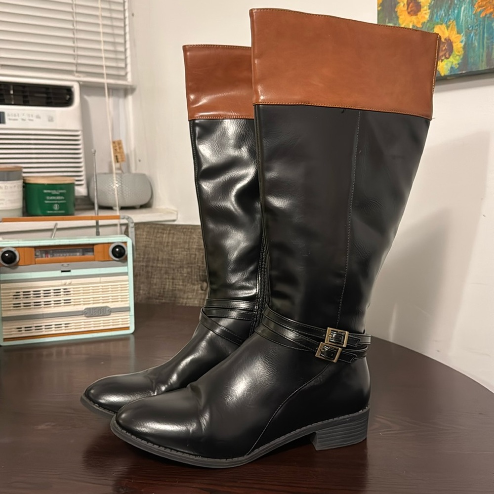 SO Trixie Womens Two-Tone Black / Brown cognac  Riding Boots SZ 10 Like New